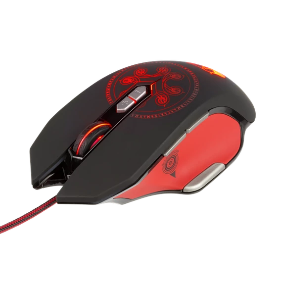 KONIX - DRAKKAR PC Heimdall Egér Vezetékes Gaming 4000DPI, Fekete-Piros
