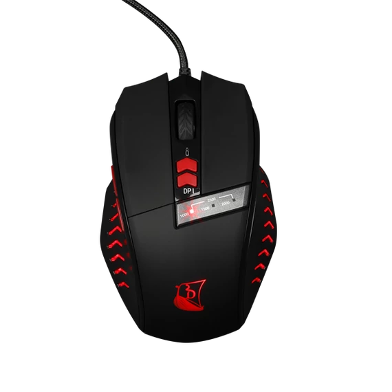 KONIX - DRAKKAR PC Runemaster Evo Egér Vezetékes Gaming 2500DPI, Fekete-Piros