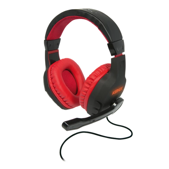KONIX - DRAKKAR PC Skald 2.0 Fejhallgató Vezetékes Gaming Stereo Mikrofon, Fekete-Piros