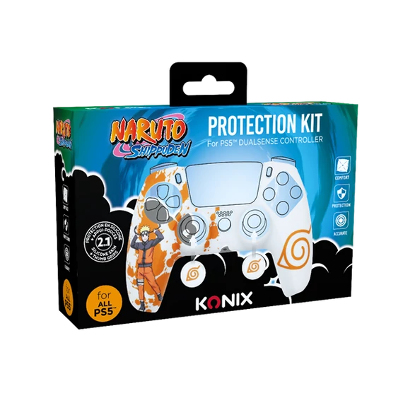KONIX - NARUTO PS5 Dualsense kontroller Védőkészlet, Narancs-Fehér