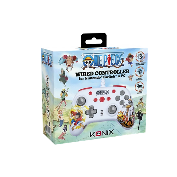 KONIX - ONE PIECE Nintendo Switch/PC Kompatibilis Vezetékes kontroller, Fehér