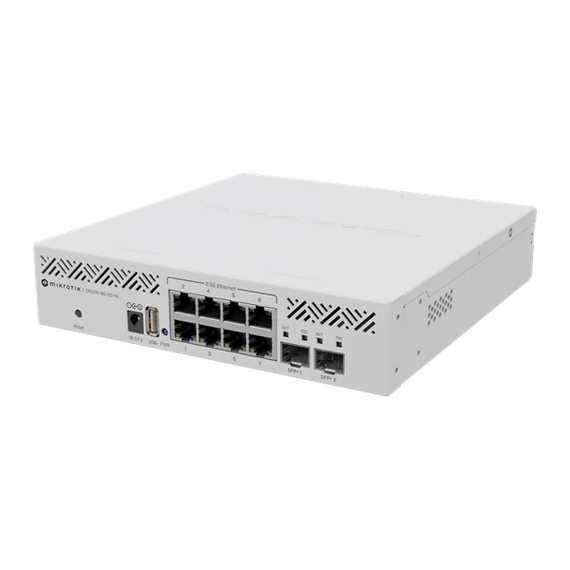MIKROTIK Cloud Router Switch 8x2500Mbps + 2x10Gbit SFP+, Fémházas, Menedzselheő, Rackes - CRS310-8G+2S+IN