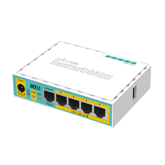 MIKROTIK Vezetékes Router RouterBOARD 5x100Mbps (POE out), Menedzselhető, Asztali - RB750UPR2