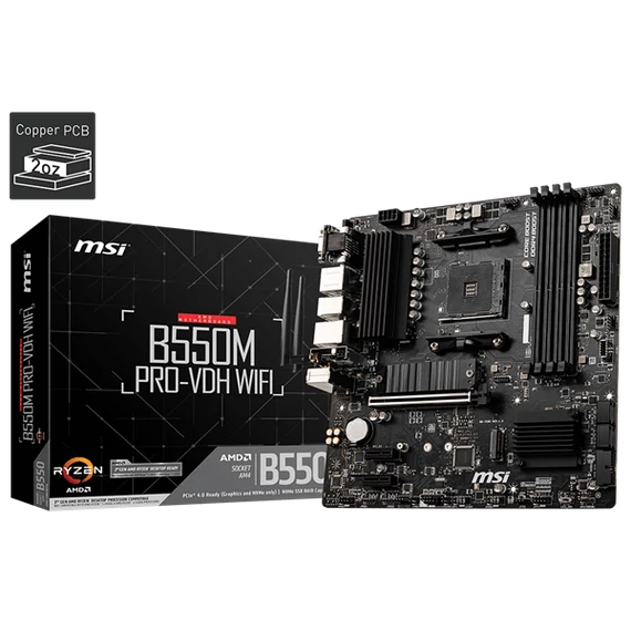 MSI Alaplap AM4 B550M PRO-VDH WIFI AMD B550M, mATX