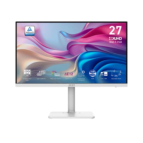 MSI Monitor Business Modern MD272UPHW 27" UHD, 3840x2160, 60Hz, IPS, 4ms, HDMI, DP, USB-C, Docking, White