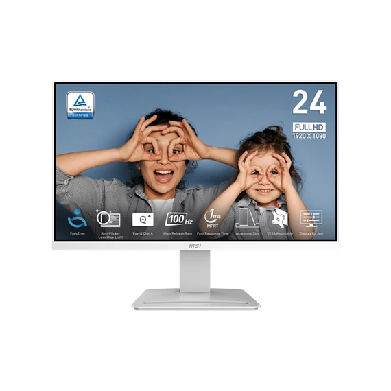 MSI Monitor Business PRO MP2412W 23,8" FHD, 1920x1080, IPS, 100Hz, 4000:1 CR, 300cd/m2, 1ms, HDMI,  DP, White