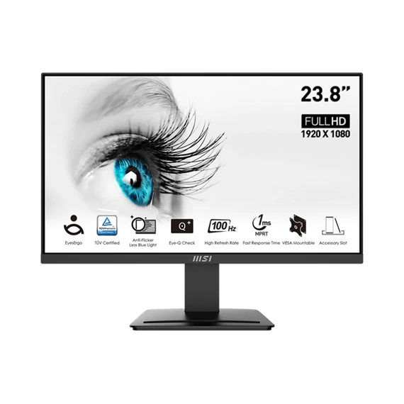 MSI Monitor Business PRO MP2412 23,8" FHD, 1920x1080, IPS, 100Hz, 4000:1 CR, 300cd/m2, 1ms, HDMI,  DP, Black
