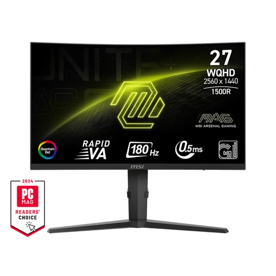 MSI Monitor GAMING MAG 275CQRF QD E2 Ívelt 27" WQHD 2560x1440 180Hz Rapid VA 1500R, 5000:1, 0,5ms, 2x HDMI,DP, USB-C