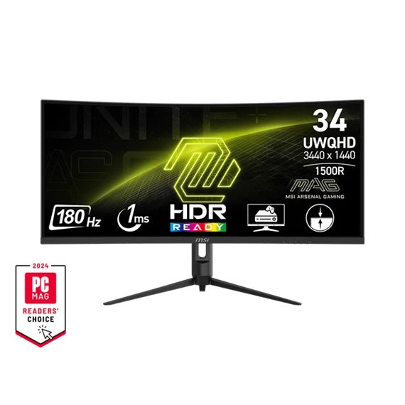 MSI Monitor GAMING MAG 342CQR E2 Ívelt 34" UWQHD, 3440x1440, 180Hz VA 21:9, 3000:1 CR, 300cd/m2, 1 ms, HDMI, DP, Black
