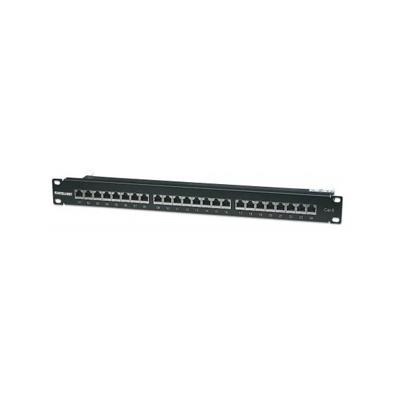 Manhattan Patch panel - CAT6 FTP árnyékolt patch panel, 24 portos, 1U,  Fekete