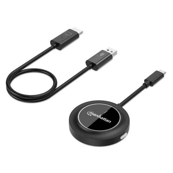 Manhattan Vezetéknélküli videójel átjátszó - 1080p@60Hz, USB-C jeltovábbító - HDMI-USB-A jelátvevő, Fekete