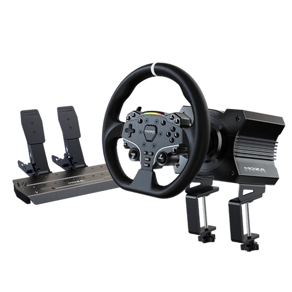 Moza Racing kormány - R5 PC Szimulátor szett (Direct Drive, R5 bázis, ES kormány, SR-P Lite pedál, bilincs)