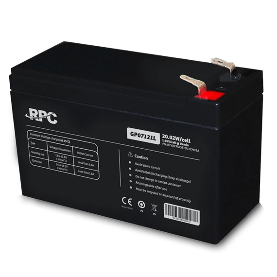 RPC Akkumulátor - GP07121L (12V/7Ah, T1/F1, zárt, gondozás mentes, AGM)