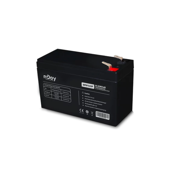 NJOY Szünetmentes akkumulátor - GP07122F (12V/7Ah, T2/F2, zárt, gondozás mentes, AGM)