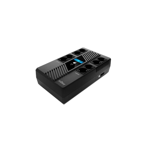 NJOY Szünetmentes 800VA - Token 800 (2x4 Schuko, line-interaktív,HID USB, LCD, túlfeszültség védett, fekete)