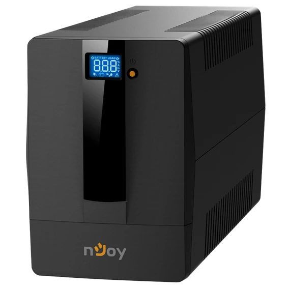 NJOY Szünetmentes 1000VA - Horus Plus 1000 (4 Schuko, line-interaktív, RJ45 védelem, USB, szoftver, LCD kijelző, fekete)