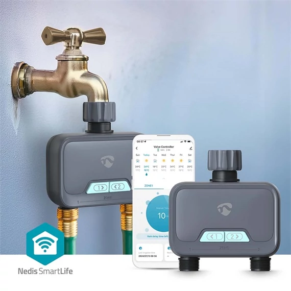Nedis BTWV20GY smartlife Bluetooth® automata víz / locsolás vezérlő, elemes táp
