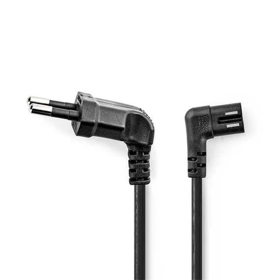 Nedis CEGL11055BK20 tápkábel, Euro dugó,  IEC-320-C7,  pipa, szögben balra, 2m, fekete