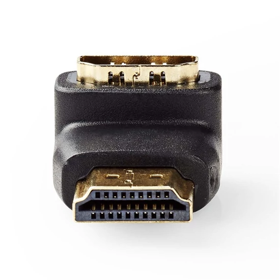 Nedis HDMI adapter, CVGB34901BK HDMI csatl HDMI kimen. Aranyozott 90°-os szögben ABS Fekete 1 db doboz