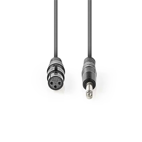 Nedis COTH15120GY30 félprofi audio kábel, 6,35mm mono jack dugó - 3p XLR aljzat, hossz 3m, rugalmas