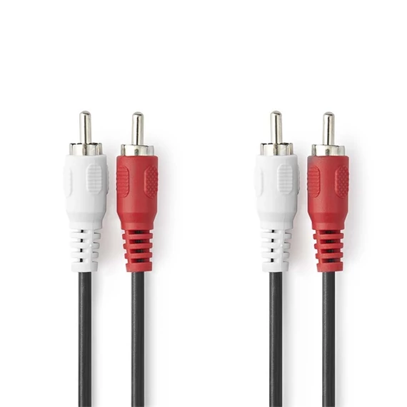 Nedis CAGL24200BK15 sztereo audio kábel, 2 X RCA dugó - 2 X RCA dugó, hossz 1.5m