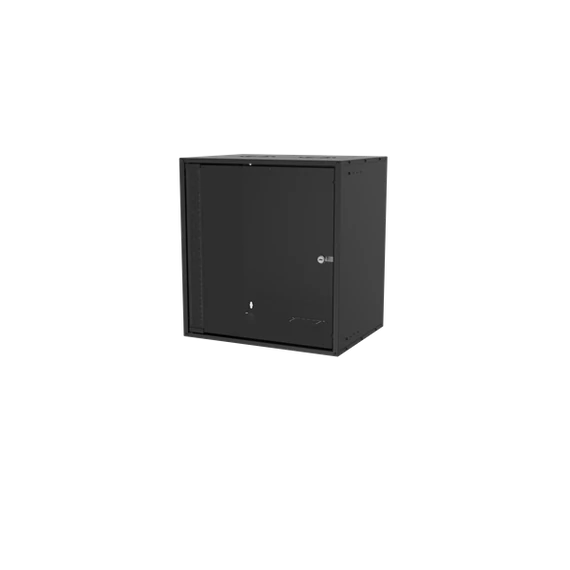 S-Link Rackszekrény - 12U 19" fali kivitel (600x530x400mm, ablakos, Flatpack, Fekete)