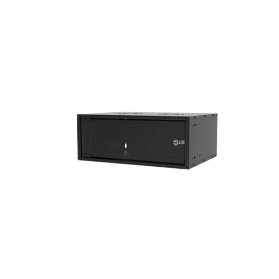 S-Link Rackszekrény - 4U 19" fali kivitel (190x530x400mm, ablakos, Flatpack, Fekete