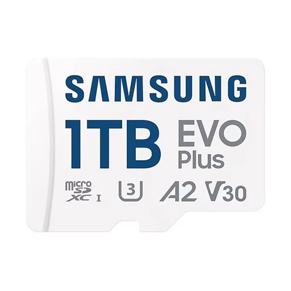 SAMSUNG Memóriakártya, EVO Plus microSDXC kártya, 1TB, UHS-1, U3, V30, A2, + SD Adapter, R160/W