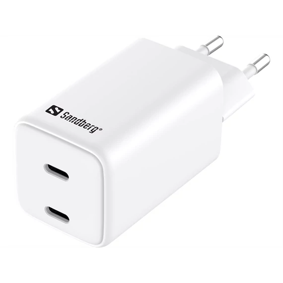 SANDBERG Hálózati töltő, AC Charger Dual UDB C PD 65W EU