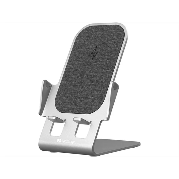 SANDBERG Töltő állomás, Wireless Charger Stand 15W Alu