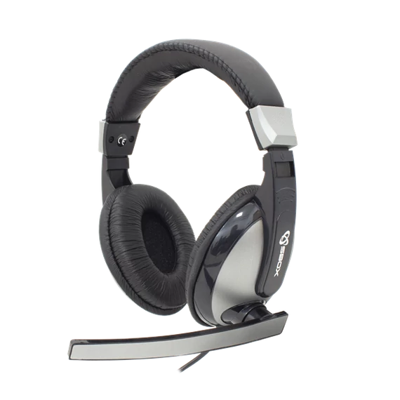 SBOX Fejhallgató, HEADSET + MICROPHONE, Black/Silver