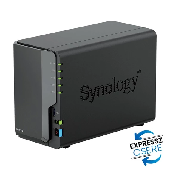 SYNOLOGY NAS 2 fiókos DS225+ 2x12TB Intel Celeron J4125 4x2GHz, 2GB DDR4, 1x2,5GbE, 1x1GbE, 2xUSB3.2Gen1
