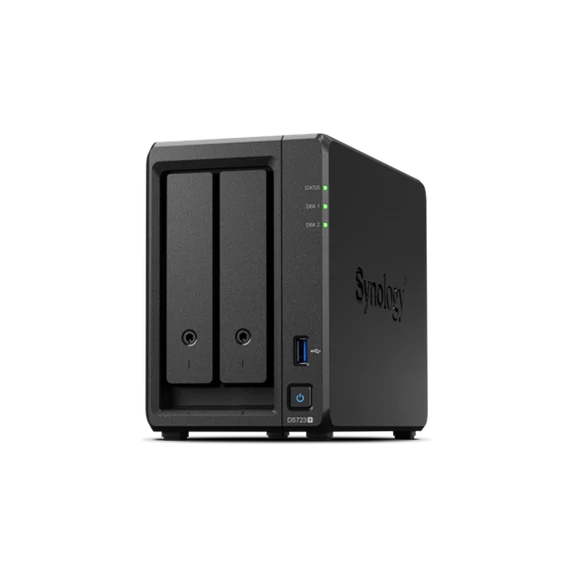 SYNOLOGY NAS 2 fiókos DS723+ 2x6TB HDD-vel, AMD Ryzen R1600 2x2,6GHz, 2GB DDR4 RAM, 2x1000Mbit, 1xUSB3.2Gen1