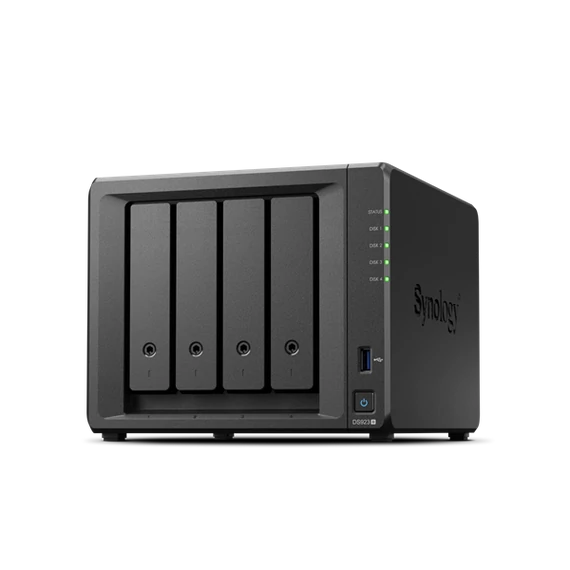 SYNOLOGY NAS 4 Fiókos AMD Ryzen R1600 2x2,6GHz, 4GB DDR4 ECC, 2x1GbE, 2xUSB3.2 - DS923+