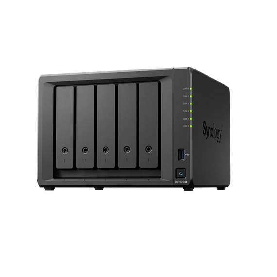 SYNOLOGY NAS 5 Fiókos AMD Ryzen V1500B 4x2,2GHz, 8GB DDR4 ECC, 4x2,5GbE, 2xUSB3.2 - DS1525+