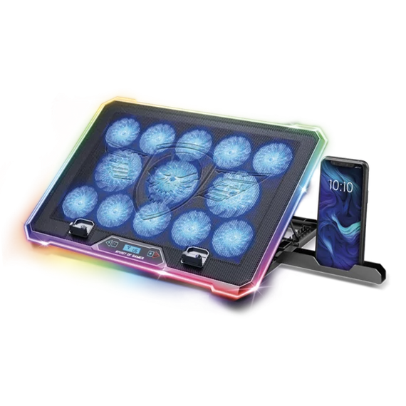 Spirit of Gamer Notebook Hűtőpad 17"-ig - AIRBLADE 1300 RGB (25,8dB; max. 169 m3/h; 10x6cm+3x8cm, RGB LED, 2xUSB2.0)