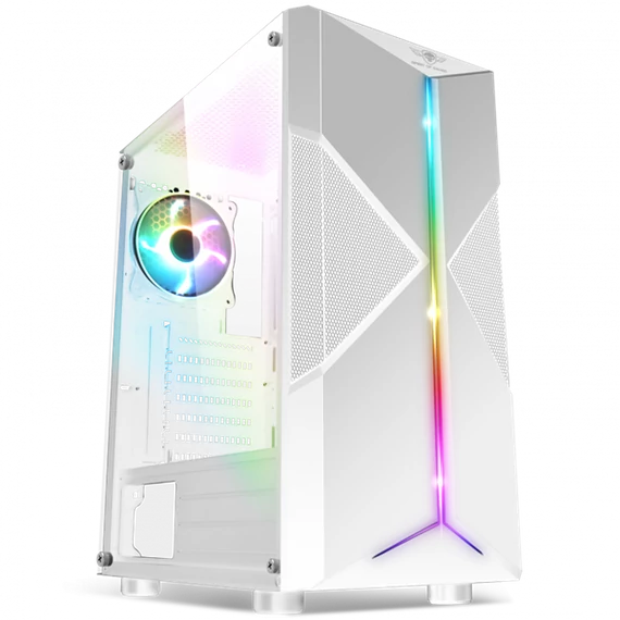 Spirit of Gamer Számítógépház - CLONE 3 White (fekete, ablakos, 2x12cm ventilátor, alsó táp,  ATX, 1xUSB3.0, 2xUSB2.0)