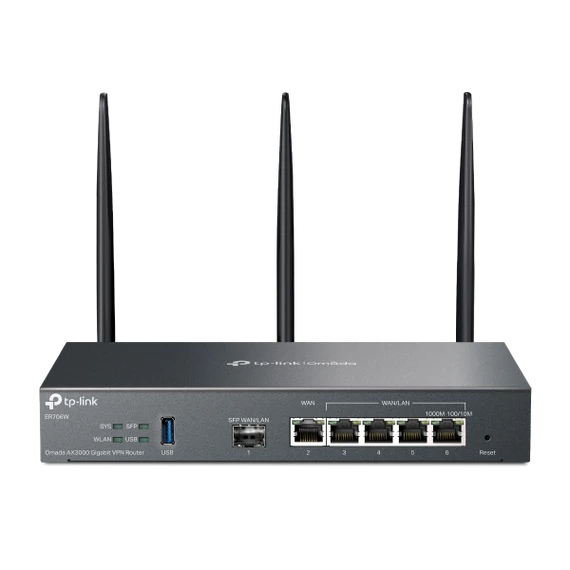 TP-Link Router WiFi AX3000 - ER706W VPN (2402Mbps 5GHz + 574Mbps 2,4GHz; 5x 1Gbps + 1Gbps SFP; 50x VPN; Omada)