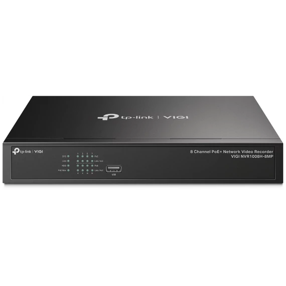 TP-link NVR rögzítő - NVR1008H-8MP (8 csatorna, 8 PoE+ port; H265+, 8MP, HDMI, VGA, 2xUSB, 1x Sata(max10TB), audio)