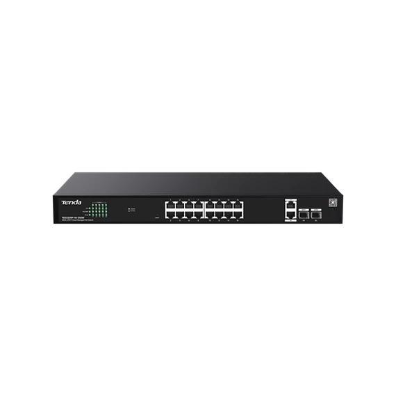 Tenda Switch Menedzselhető PoE - TEG2220P-16-250W (16x1Gbps + 2x1Gbps Uplink + 2xSFP;  16af/at PoE+ port; 250W; rack)