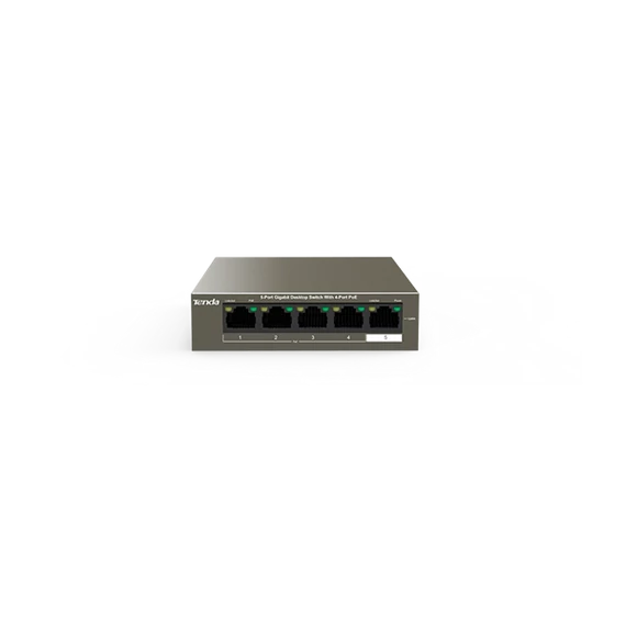 Tenda Switch PoE - TEG1105P-4-63W (5x1Gbps; 4x af/at PoE; 58W)