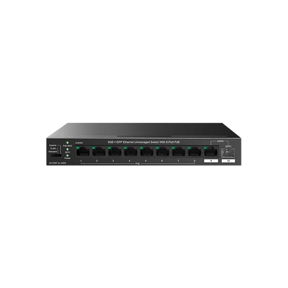 Tenda Switch PoE - TEG1110PF-8-120W (9x1Gbps; 1xSFP; 8x af/at PoE; 92W)