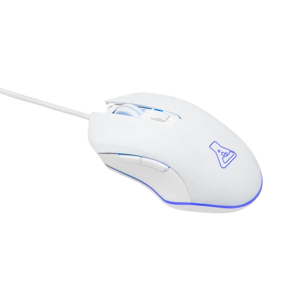 The G-Lab Gamer Egér - KULT HELIUM W (3200 DPI, 6 gomb, makro, 1,8m kábel, RGB LED, fehér)