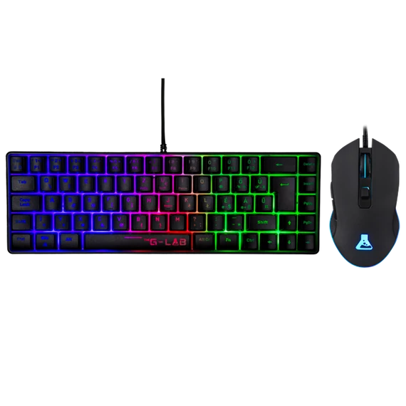 The G-Lab Gaming kit - 2 in 1 COMBO HYDROGEN B/HU (TKL billentyűzet, egér, 6200 DPI, RGB, USB-A, fekete, magyar)