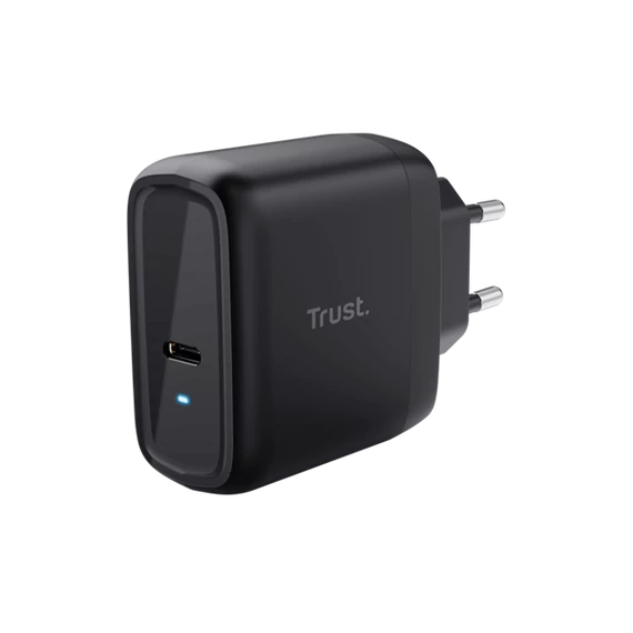 Trust Telefon töltő - Maxo (1port 65W USB-C; fekete; hálózati csatlakozó; telefon és notebook töltésére (5-20V))