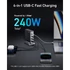 ANKER Hálózati Töltő, 749, 4 portos, 240W, 3xUSB-C, USB-A, EU, fekete - A2342311