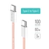 COLORWAY Kábel Type-C CW-CBPDCC061-P, fonott pamut, PD Fast Charging 60W, 3,0A 1M rózsaszín