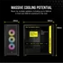 CORSAIR Ház iCUE 5000D RGB AIRFLOW, 3xAF120 RGB Ventillátorral + iCUE Kontroller, Tápegység nélkül, Edzett Üveg, fekete