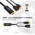 Club 3D Átalakító - CAC-1331 (HDMI 2.0 to DisplayPort 1.2 4K60Hz HDR M/F, USB-A táp, 25cm)