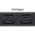 Manhattan elosztó - 19" 1U Rackmount elosztó, 8db C19 aljzat, 2m eltávolítható kábel, ki-be kapcsológomb
